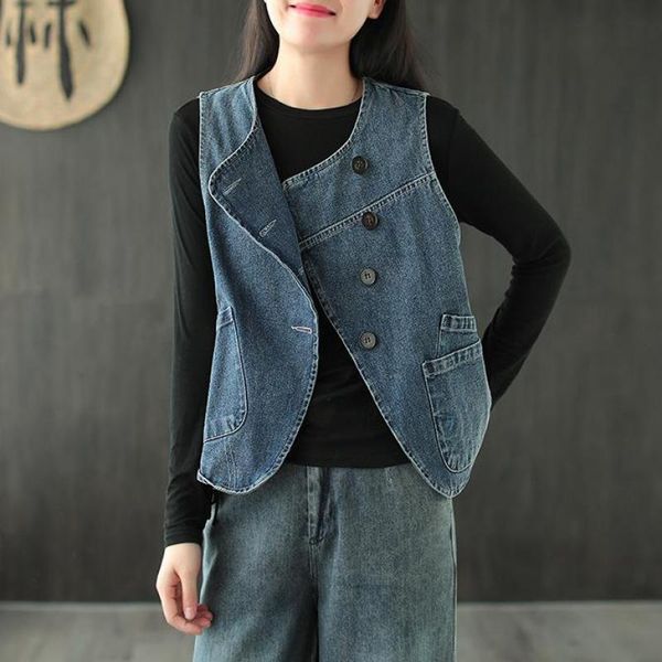 vests johnature leisure allmatch solid color oneck single breasted denim vest 2021 autumn new loose comfortable women fashion vest, Black;white
vests johnature leisure allmatch solid color oneck single breasted denim vest 2021 autumn new loose comfortable women fashion vest, Black;white