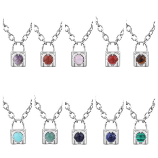 fashionable alloy love heart lock with natural crystal gemstone charm pendant necklace alloy oval chain necklace, Silver
fashionable alloy love heart lock with natural crystal gemstone charm pendant necklace alloy oval chain necklace, Silver