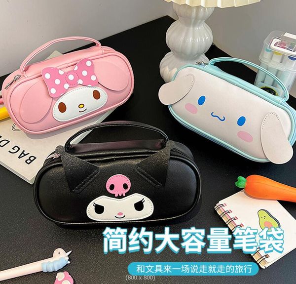 3 colors girls pu cosmetics zipper kuromi handbag girl kawaii princess accessories bags big capacity, Black
3 colors girls pu cosmetics zipper kuromi handbag girl kawaii princess accessories bags big capacity, Black