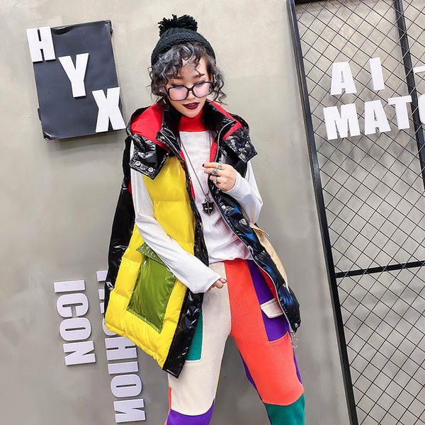vests winter vest women glossy splicing bright zipper hooded waistcoat vest autumn sleeveless cotton padded parka coat, Black;white
vests winter vest women glossy splicing bright zipper hooded waistcoat vest autumn sleeveless cotton padded parka coat, Black;white
