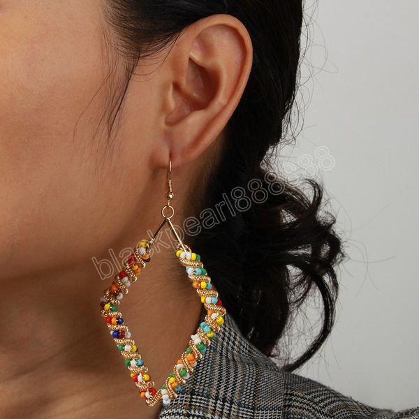 bohemian colorful geometric beaded dangle earrings ethnic summer beach exaggerated hollow heart shaped earrings for women, Silver
bohemian colorful geometric beaded dangle earrings ethnic summer beach exaggerated hollow heart shaped earrings for women, Silver