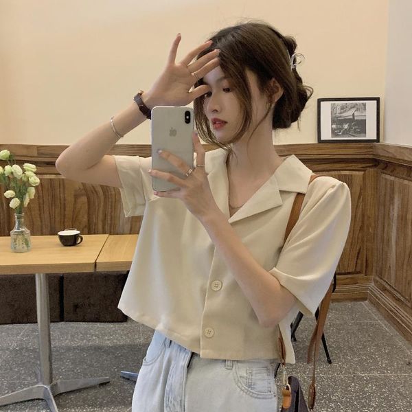 polos french suit collar shortsleeved chiffon shirt women's spring and summer polo shirt women, White
polos french suit collar shortsleeved chiffon shirt women's spring and summer polo shirt women, White