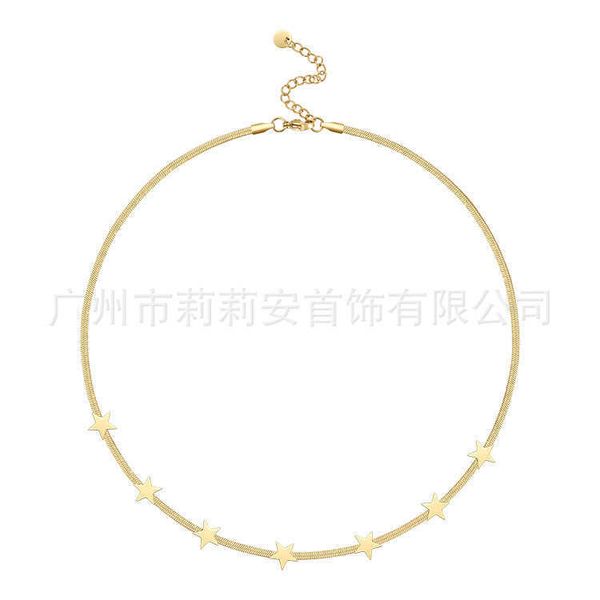 18k gold plated titanium steel personality pentagram snake neck chain fashionable ins style necklace p213200, Silver
18k gold plated titanium steel personality pentagram snake neck chain fashionable ins style necklace p213200, Silver