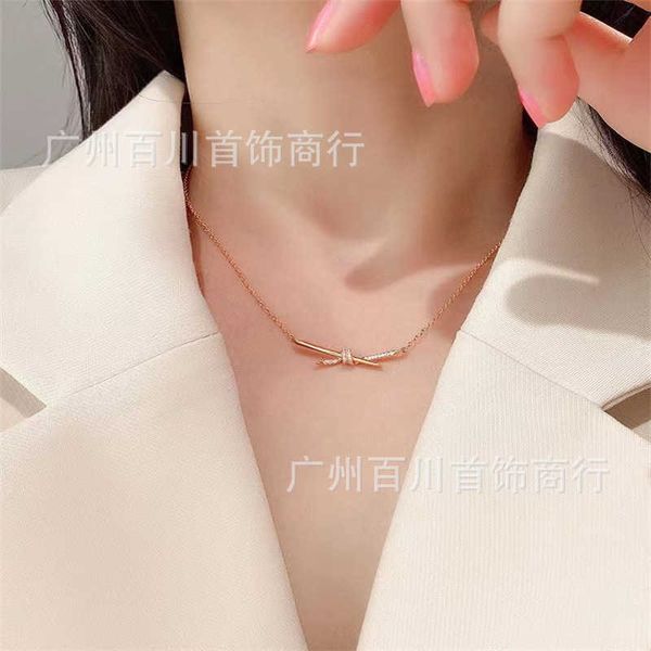 high edition home knot collar chain 925 sterling silver bow necklace women's t-shirt versatile ins style, Black
high edition home knot collar chain 925 sterling silver bow necklace women's t-shirt versatile ins style, Black