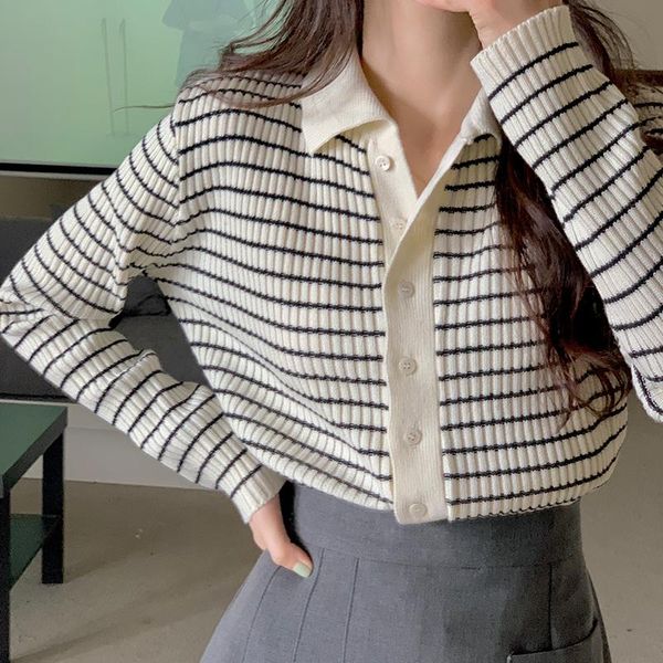 sweaters 4 kleuren koreaanse stijl vrouwen 2022 herfst turn down kraag gestreepte gebreide vest trui uitloper gebreide jassen (x2532, White;black
sweaters 4 kleuren koreaanse stijl vrouwen 2022 herfst turn down kraag gestreepte gebreide vest trui uitloper gebreide jassen (x2532, White;black