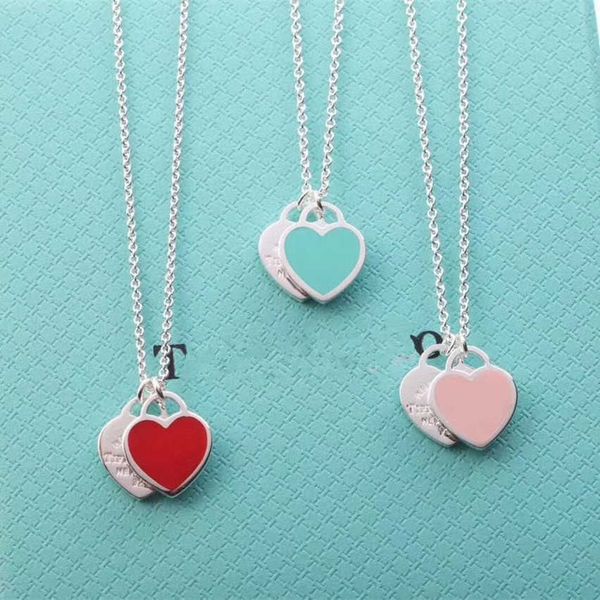 t tiffy high edition 925cnc enamel heart necklace bracelet blue pink double pendant collarbone chain, Black
t tiffy high edition 925cnc enamel heart necklace bracelet blue pink double pendant collarbone chain, Black