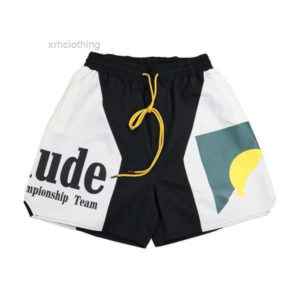 

men's shorts rhude gym shorts summer high street fashion sunset letter print color contrast sporty casual loose shorts 3 hd94, White;black