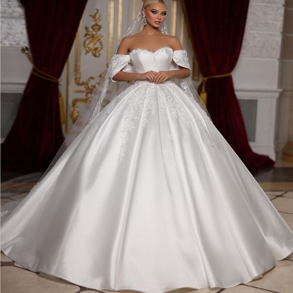 princess white satin wedding dresses ball gown off shoulder short sleeve lace appliques mariage bridal gowns vestido de noiva
princess white satin wedding dresses ball gown off shoulder short sleeve lace appliques mariage bridal gowns vestido de noiva