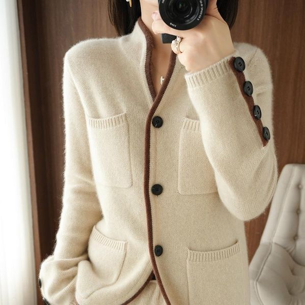 sweaters 100% cashmere / wool sweater autumn/winter 2022 women's standup collar cardigan casual knit korean female jacket, White;black
sweaters 100% cashmere / wool sweater autumn/winter 2022 women's standup collar cardigan casual knit korean female jacket, White;black