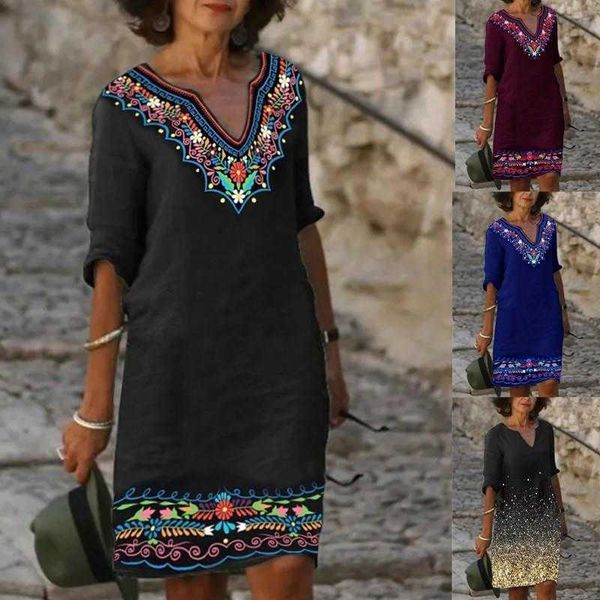 fall dress womens clothing casual ethnic style v neck vintage printed, Black;gray
fall dress womens clothing casual ethnic style v neck vintage printed, Black;gray