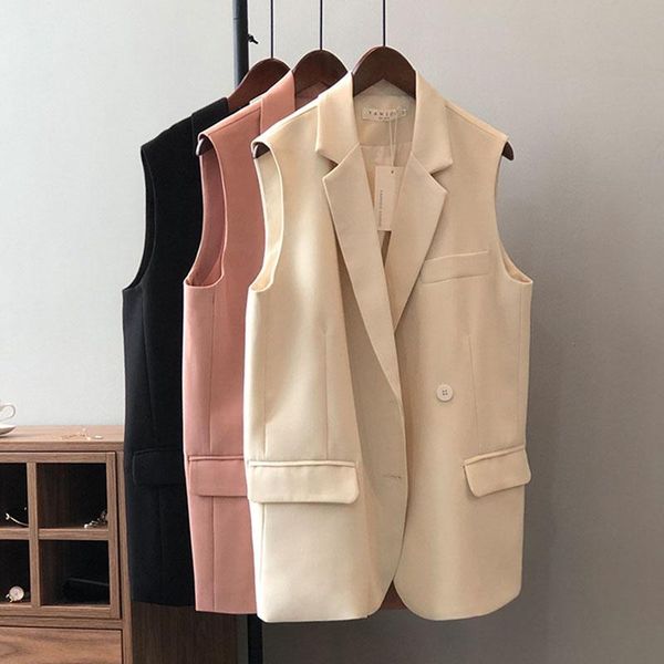 vests new 2021 women simply sleeveless breasted vest jacket office ladies wear casual suit waist coat pockets outwear, Black;white
vests new 2021 women simply sleeveless breasted vest jacket office ladies wear casual suit waist coat pockets outwear, Black;white