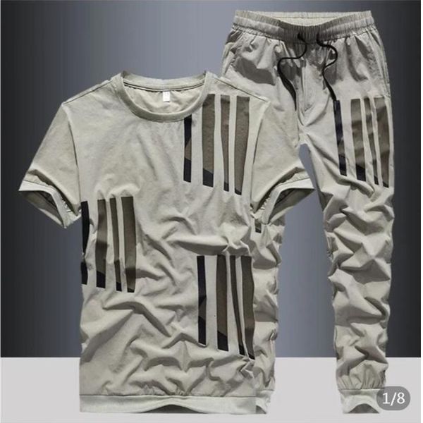 men's tracksuits summer ice silk suit male summer youth fashion brand short sleeve tshirt loose pants casual sportswear 230421, Gray
men's tracksuits summer ice silk suit male summer youth fashion brand short sleeve tshirt loose pants casual sportswear 230421, Gray