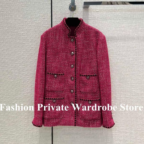 fur vintage woven velvet webbing dragon fruit color tweed jacket women stand color pockets single breasted long sleeve autumn coat, Black
fur vintage woven velvet webbing dragon fruit color tweed jacket women stand color pockets single breasted long sleeve autumn coat, Black