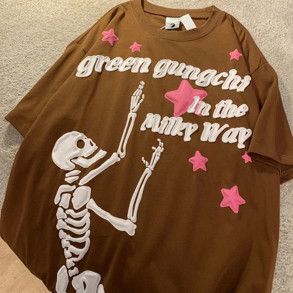 women's t-shirt streetwear skull star t-shirt trend printing high street men and women round neck personalized cotton short-sleeved t-, White
women's t-shirt streetwear skull star t-shirt trend printing high street men and women round neck personalized cotton short-sleeved t-, White