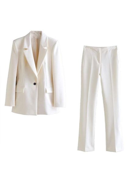 pants women 2022 new leisure fashion button decoration slim fit blazer coat vintage long sleeve pockets female outerwear chic, White
pants women 2022 new leisure fashion button decoration slim fit blazer coat vintage long sleeve pockets female outerwear chic, White