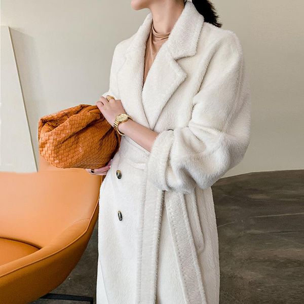 fur alpaca 2022 reversible cashmere coat women's long light luxury thickened su li alpaca fleece/fiber woolen overknee coat, Black
fur alpaca 2022 reversible cashmere coat women's long light luxury thickened su li alpaca fleece/fiber woolen overknee coat, Black