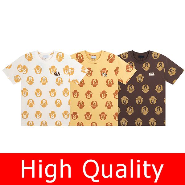 2023 new men's designer t shirt bear print round neck loose tee women's tshirt cotton casual short-sleeved high street t shirts, White;black
2023 new men's designer t shirt bear print round neck loose tee women's tshirt cotton casual short-sleeved high street t shirts, White;black