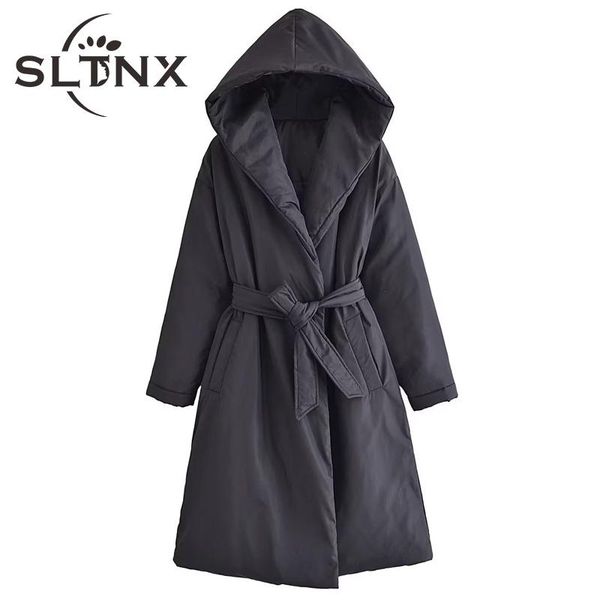leather sltnx 2022 winter coat for women solid hooded laceup parkas coat long cotton jacket warm ladies with pockets casual parkas, Black
leather sltnx 2022 winter coat for women solid hooded laceup parkas coat long cotton jacket warm ladies with pockets casual parkas, Black