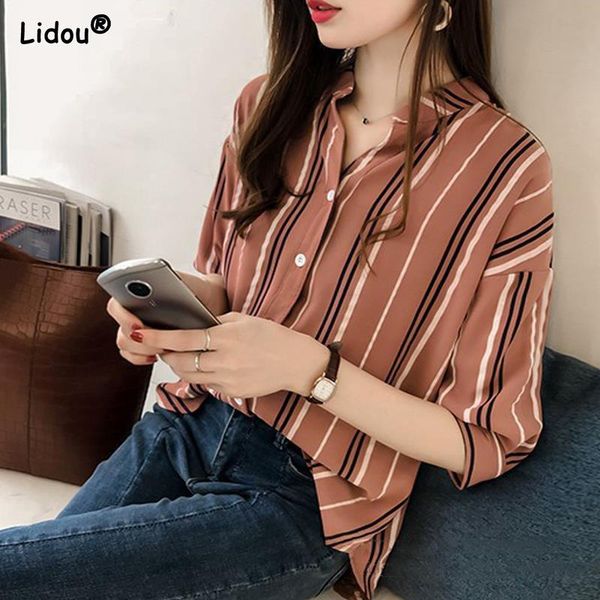 shirts women shirt thin chiffon single breasted slim office lady women's clothing poloneck three quarter button striped spring autumn, White
shirts women shirt thin chiffon single breasted slim office lady women's clothing poloneck three quarter button striped spring autumn, White