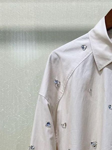 dress women hand sewn rhinestone set elastic waist drawstring loose shorts or loose turndown collar single breasted shirt, White
dress women hand sewn rhinestone set elastic waist drawstring loose shorts or loose turndown collar single breasted shirt, White