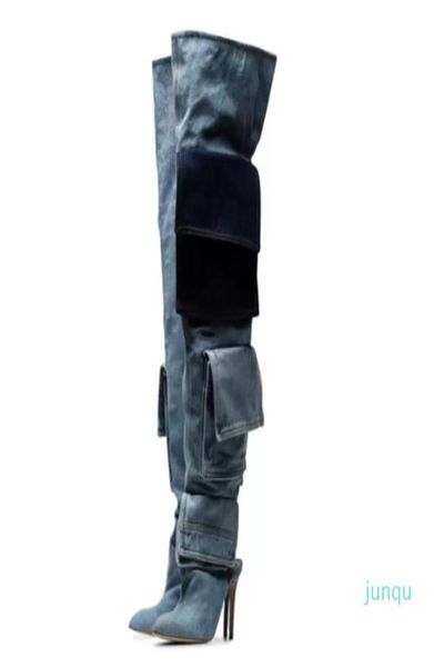 fashion knee high jeans boots pointed toes denim shoes for women pocket slip on thin heel runway banquet long footwear botas femin4958215, Black
fashion knee high jeans boots pointed toes denim shoes for women pocket slip on thin heel runway banquet long footwear botas femin4958215, Black