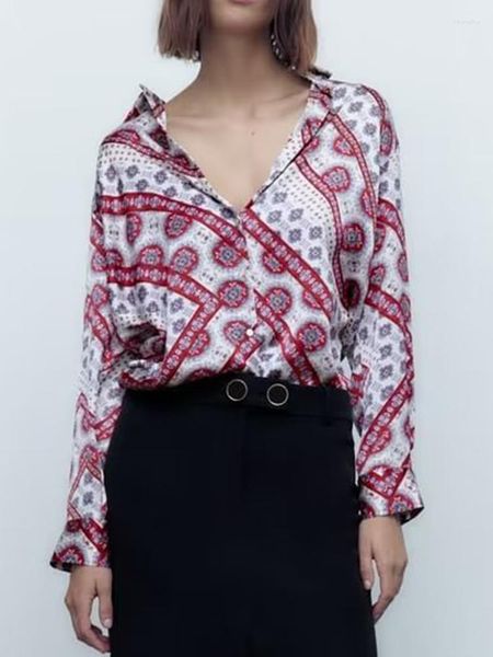 women's blouses trendy women print shirts casual turn down collar long sleeved cozy summer single breasted t-shirts, White
women's blouses trendy women print shirts casual turn down collar long sleeved cozy summer single breasted t-shirts, White