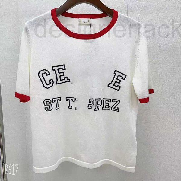 women's t-shirt designer 2023 summer new product contrast wrap letter embroidery age reducing versatile knitted short sleeve t-shirt fo, White
women's t-shirt designer 2023 summer new product contrast wrap letter embroidery age reducing versatile knitted short sleeve t-shirt fo, White