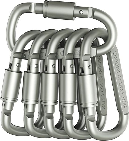outmate aluminum d-ring locking carabiner light but strong not for climbing(pack of 6)
outmate aluminum d-ring locking carabiner light but strong not for climbing(pack of 6)