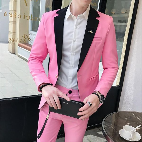 blazers 2022 men's contrast color fit british style suit youth fashion leisure suit two pieces, White;black
blazers 2022 men's contrast color fit british style suit youth fashion leisure suit two pieces, White;black
