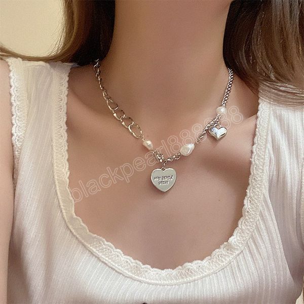 sweet lovely heart pendant 'love you more' necklace for women girls irregular pearls chain necklace fashion jewelry gifts, Silver
sweet lovely heart pendant 'love you more' necklace for women girls irregular pearls chain necklace fashion jewelry gifts, Silver