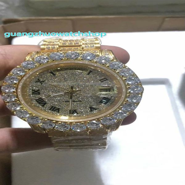 new full diamond watch fashion automatic men's prong set watch 43mm gold stainless steel case diamond face full iced diamond 287v, Slivery;brown
new full diamond watch fashion automatic men's prong set watch 43mm gold stainless steel case diamond face full iced diamond 287v, Slivery;brown