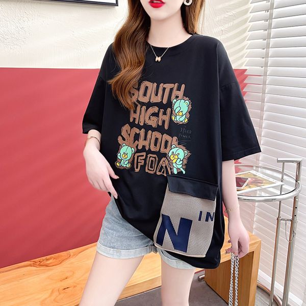 men's tshirts 4336 black white brown short sleeve women cotton harajuku cartoon letters printed pockets summer 230421, White;black
men's tshirts 4336 black white brown short sleeve women cotton harajuku cartoon letters printed pockets summer 230421, White;black