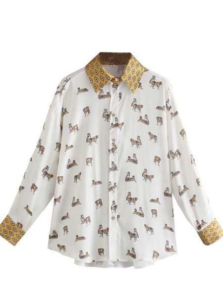 polos 2021 women streetwear fashion animal print loose lapel patchwork blouses vintage long sleeve singlebreasted female shirts skirt, White
polos 2021 women streetwear fashion animal print loose lapel patchwork blouses vintage long sleeve singlebreasted female shirts skirt, White