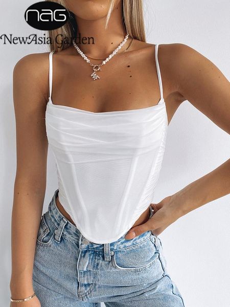 t-shirt newasia mesh cropped corset ruched cut out adjustable spaghetti strap 2layer boning backless peplum chic camis, White
t-shirt newasia mesh cropped corset ruched cut out adjustable spaghetti strap 2layer boning backless peplum chic camis, White