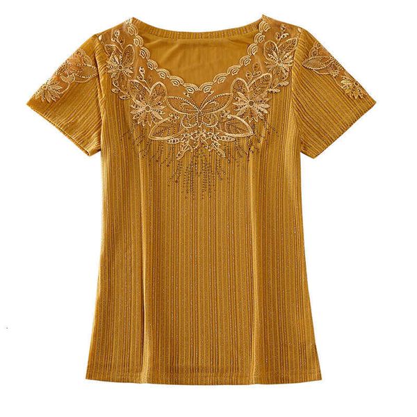 sleeve summer short diamond t-shirt women's blouse large embroidered bright silk screen foreign style, White
sleeve summer short diamond t-shirt women's blouse large embroidered bright silk screen foreign style, White