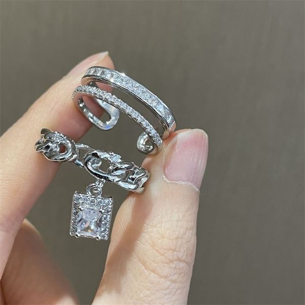 niche design unique engagement rings high-grade chain sparkle diamond zircon ring female students french ins cool wind geometric opening rin, Silver
niche design unique engagement rings high-grade chain sparkle diamond zircon ring female students french ins cool wind geometric opening rin, Silver