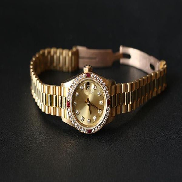 women's watch gold 26mm diamond bezel mechanical watch girl gift276m, Slivery;brown
women's watch gold 26mm diamond bezel mechanical watch girl gift276m, Slivery;brown