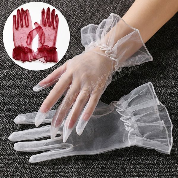 ultra thin transparent gauze lace full finger gloves short tulle gloves women wedding mesh gloves elastic wrist black gloves, Blue;gray
ultra thin transparent gauze lace full finger gloves short tulle gloves women wedding mesh gloves elastic wrist black gloves, Blue;gray