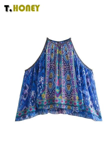 tanks women fashion halter oneck print smock female sleeveless pleats crop blue chic short tank shirts, Black;white
tanks women fashion halter oneck print smock female sleeveless pleats crop blue chic short tank shirts, Black;white