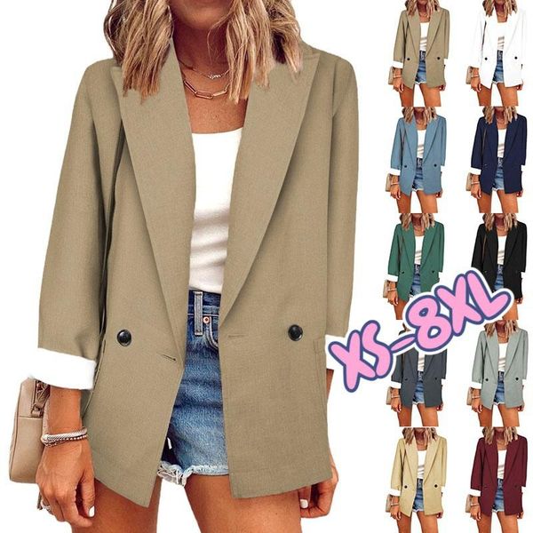pants women autumn casual long sleeve suit jackets button up with pockets ladies solid color vneck loose leisure suit coat, White
pants women autumn casual long sleeve suit jackets button up with pockets ladies solid color vneck loose leisure suit coat, White