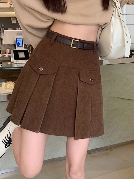 skirts houzhou pleated skirt corduroy vintage casual mini skirts women high waist y2k chic a-line belt autumn winter korean fashion 230422, Black
skirts houzhou pleated skirt corduroy vintage casual mini skirts women high waist y2k chic a-line belt autumn winter korean fashion 230422, Black