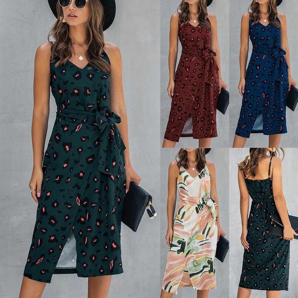 dress summer leopard print floral slit mid length lace up suspender, Black;gray
dress summer leopard print floral slit mid length lace up suspender, Black;gray