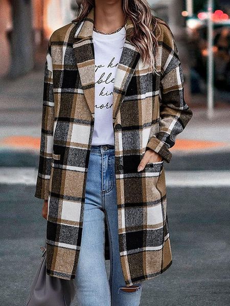 fur autumn women's pocket plaid jackets coats casual street loose long sleeve button jackets winter vintage woolen coat women wear, Black
fur autumn women's pocket plaid jackets coats casual street loose long sleeve button jackets winter vintage woolen coat women wear, Black