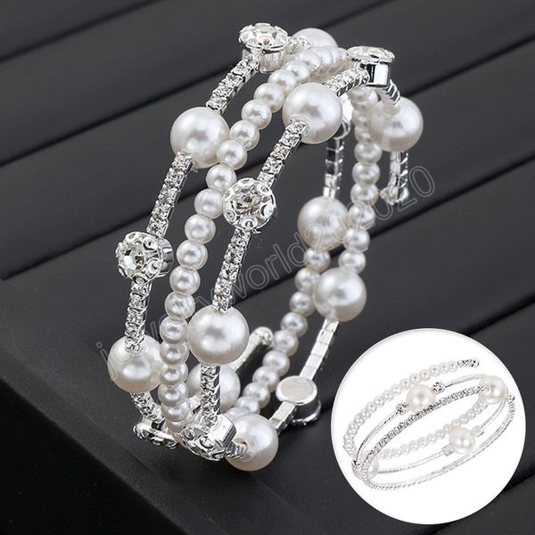 crystal pearl bracelet ladies rhinestone multi-layer adjustable bangles cuffs silver plated charm bracelets women jewelry gift, Black
crystal pearl bracelet ladies rhinestone multi-layer adjustable bangles cuffs silver plated charm bracelets women jewelry gift, Black