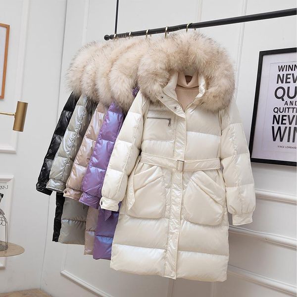 parkas shiny down jacket women long jacket new winter white duck down female outerwear loose hooded waist big fur collar parka coat, Black
parkas shiny down jacket women long jacket new winter white duck down female outerwear loose hooded waist big fur collar parka coat, Black
