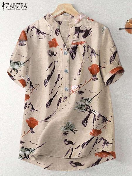 t-shirt zanzea 2022 summer women shirt vintage short sleeve floral blouse casual loose blusas chemise bohemian v neck beach holiday, White
t-shirt zanzea 2022 summer women shirt vintage short sleeve floral blouse casual loose blusas chemise bohemian v neck beach holiday, White