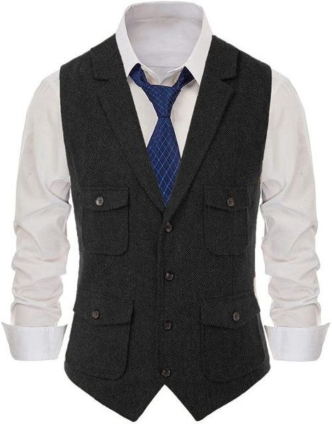 blazers men's suit vest brown lapel neck herringbone wool waistcoat jacket slim fit casual formal business groomman for wedding working, White;black
blazers men's suit vest brown lapel neck herringbone wool waistcoat jacket slim fit casual formal business groomman for wedding working, White;black