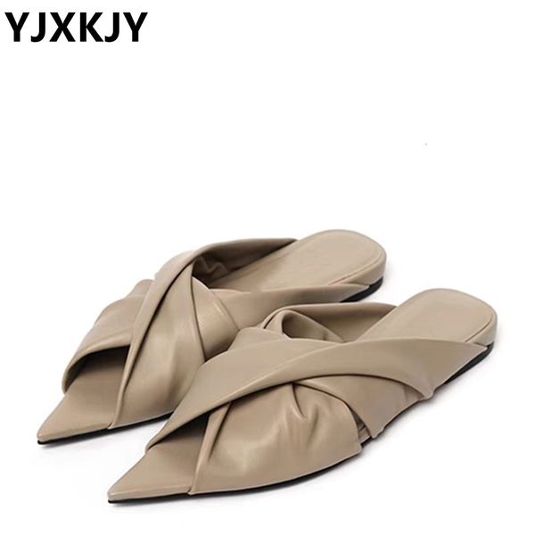 slippers yjxkj natural sheepskin pointed toe women genuine leather sandals flat heel slides ladies casual summer fold lazy shoes 230421, Black
slippers yjxkj natural sheepskin pointed toe women genuine leather sandals flat heel slides ladies casual summer fold lazy shoes 230421, Black