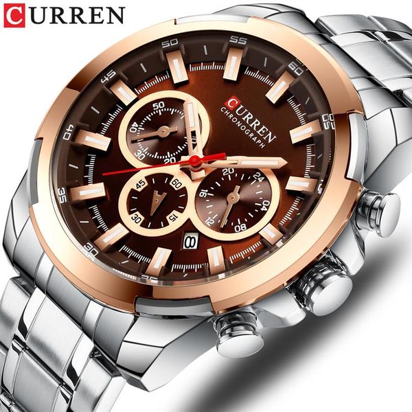 stainless steel men's watch curren new sports watch chronograph and luminous pointers wristwatch fashion mens dress watches219z, Slivery;brown
stainless steel men's watch curren new sports watch chronograph and luminous pointers wristwatch fashion mens dress watches219z, Slivery;brown