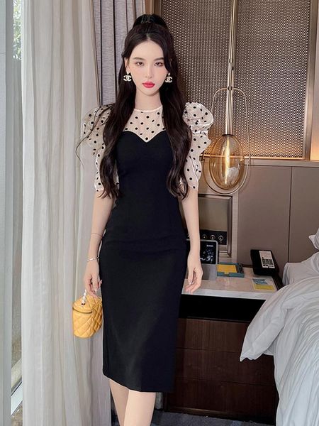 dresses summer women midi dress vintage elegant casual dot organza knitting patchwork oneck puff slit slim robe party street vestidos, Black;gray
dresses summer women midi dress vintage elegant casual dot organza knitting patchwork oneck puff slit slim robe party street vestidos, Black;gray